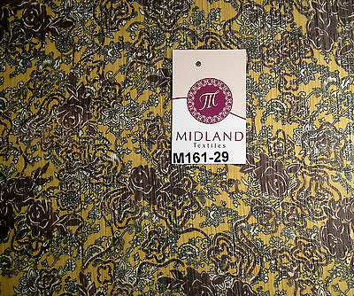 Mustard floral printed crinkle chiffon chiffon Fabric 44' wide M161-29 Mtex - Midland Textiles & Fabric