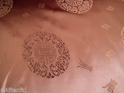 Chinese Fortune Medallion Print Silky Satin Fabric 45