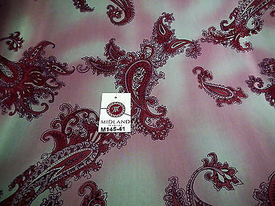 Pink Paisley Printed chiffon Dress fabric 45" M145-41 Mtex - Midland Textiles & Fabric