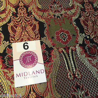 Indian Banarsi Gold Metallic Ornamental floral brocade fabric M373 Mtex 40' wide - Midland Textiles & Fabric