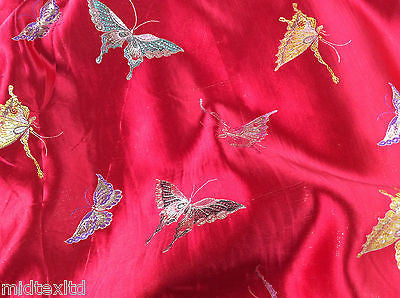 CHINESE ORIENTAL BUTTERFLY BROCADE SILKY SATIN DRESS FABRIC 44' wide Mtex M57 - Midland Textiles & Fabric