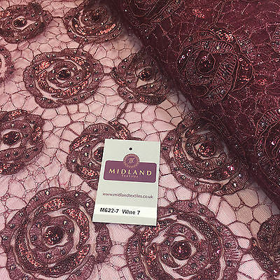 Vintage embellished Mesh net Double scalloped edging Dress Fabric 58' Wide M622 - Midland Textiles & Fabric