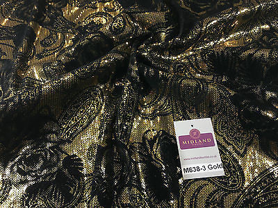 Metallic Flocked Jersey one way stretch sequin dress fabric 55