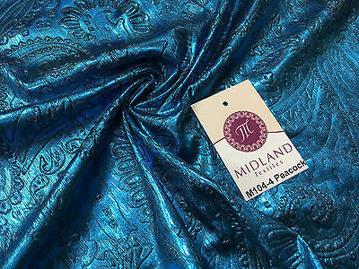 Lame Corduroy Paisley Embossed Foil 1 way stretch Fabric 58