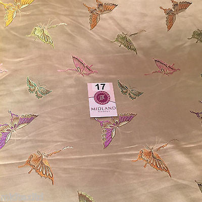 CHINESE ORIENTAL BUTTERFLY BROCADE SILKY SATIN DRESS FABRIC 44' wide Mtex M57 - Midland Textiles & Fabric