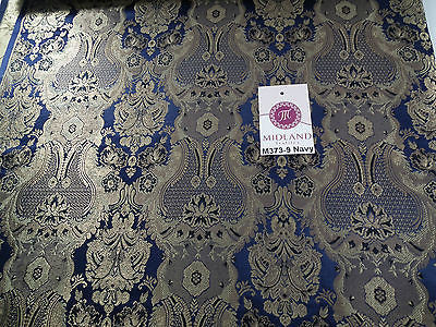 Indian Banarsi Gold Metallic Ornamental floral brocade fabric M373 Mtex 40' wide - Midland Textiles & Fabric