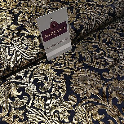 Indian Floral gold metallic banarsi brocade faux silk fabric 44' Wide M692 - Midland Textiles & Fabric