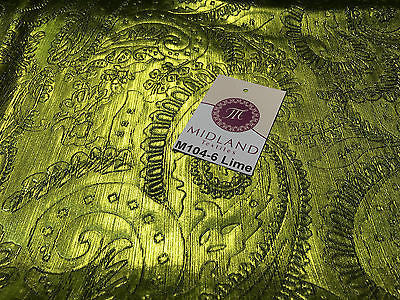 Lame Corduroy Paisley Embossed Foil 1 way stretch Fabric 58