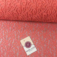 Coral Floral Art print soft lace Semi Transparent fabric 58' Wide M186-13 Mtex - Midland Textiles & Fabric