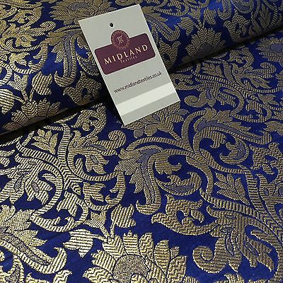 Indian Floral gold metallic banarsi brocade faux silk fabric 44" Wide M692 - Midland Textiles & Fabric