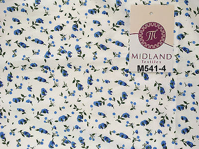 Small Floral Print on white soft polycotton dress Fabric 45' Wide M541 Mtex - Midland Textiles & Fabric