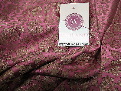 Indian  Floral Gold Metallic faux silk banarsi Brocade 44' Wide M377 - Midland Textiles & Fabric