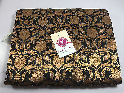 Pure Silk Indian Banarsi Floral Woven Golden Metallic Brocade 45' M260 Mtex - Midland Textiles & Fabric