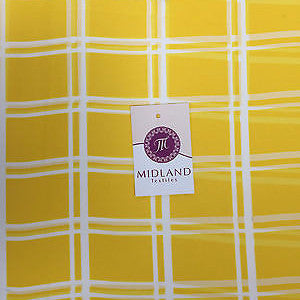 Sun Yellow and Off white window pane check crepe chiffon fabric 58