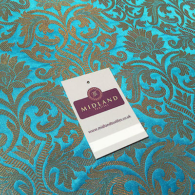 Indian Floral gold metallic banarsi brocade faux silk fabric 44' Wide M692 - Midland Textiles & Fabric