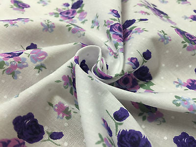 Vintage Floral Rose Spotted Print Poly Cotton Fabric 44' Wide M356 Mtex - Midland Textiles & Fabric