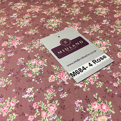 Floral Vintage shabby chic rose 100% Cotton Poplin Craft Fabric 58' M684 - Midland Textiles & Fabric