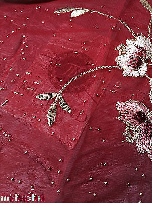 Floral Embroidery with gold thread work metallic dewdrop on georgette M320 Mtex - Midland Textiles & Fabric