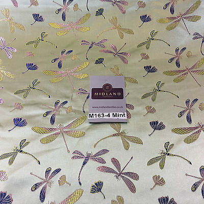 CHINESE ORIENTAL GOLD DRAGONFLY BROCADE SILKY SATIN DRESS FABRIC 44' M163 - Midland Textiles & Fabric