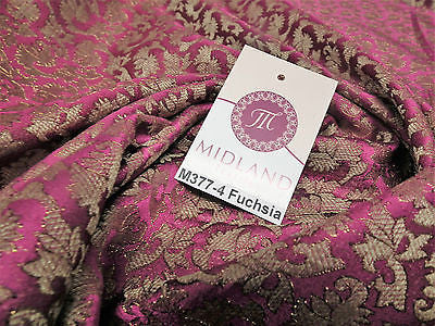 Indian  Floral Gold Metallic faux silk banarsi Brocade 44' Wide M377 - Midland Textiles & Fabric