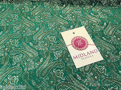 Metallic Paisley brocade Banarsi fabric 44