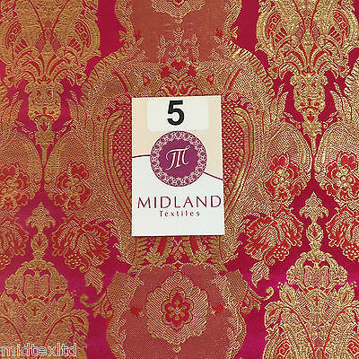 Indian Banarsi Gold Metallic Ornamental floral brocade fabric M373 Mtex 40' wide - Midland Textiles & Fabric