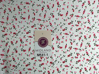 Small Floral Print on white soft polycotton dress Fabric 45' Wide M541 Mtex - Midland Textiles & Fabric