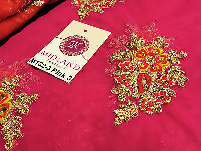 Indian Stone Embellished Embroidered Tulle net dress fabric 44' Wide M132 - Midland Textiles & Fabric