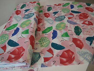 Umbrella Print 100% Cotton Poplin Fabric, 45' Wide. Craft Cotton M26 Mtex - Midland Textiles & Fabric
