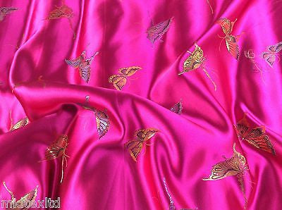 CHINESE ORIENTAL BUTTERFLY BROCADE SILKY SATIN DRESS FABRIC 44' wide Mtex M57 - Midland Textiles & Fabric