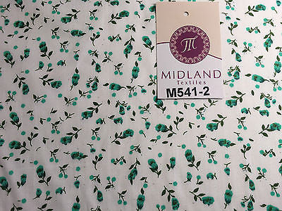 Small Floral Print on white soft polycotton dress Fabric 45' Wide M541 Mtex - Midland Textiles & Fabric