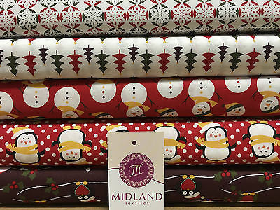 Red Christmas themed Characters 100% Cotton Patchwork & Crafting Fabric 45' - Midland Textiles & Fabric