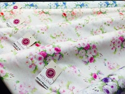 Vintage floral shabby Chic Printed Fabric 100% Cotton Poplin 44' Wide M530 Mtex - Midland Textiles & Fabric