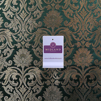 Indian Floral gold metallic banarsi brocade faux silk fabric 44' Wide M692 - Midland Textiles & Fabric