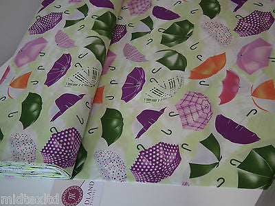 Umbrella Print 100% Cotton Poplin Fabric, 45' Wide. Craft Cotton M26 Mtex - Midland Textiles & Fabric