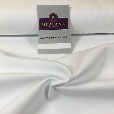 White 100% Combed Cotton plain Poplin fabric ideal for clothing/craft 58