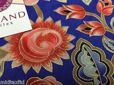 Rose Design With Gold Foil 100% Cotton Lawn Dress fabric 58" wide  M273 Mtex - Midland Textiles & Fabric