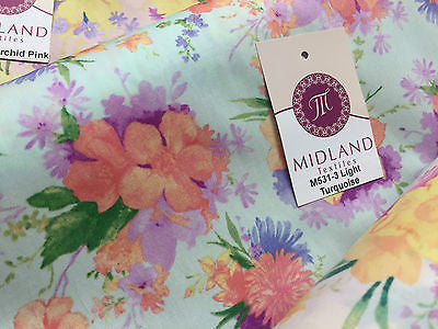 Vintage Abstract Floral Printed Fabric 100% Cotton Poplin  44' Wide  M531 Mtex - Midland Textiles & Fabric