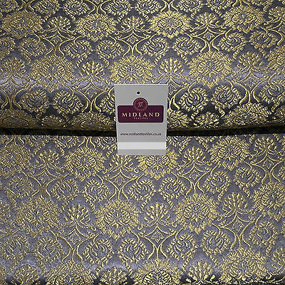 Indian Banarsi Gold Floral Faux Silk Brocade Fabric 44 ' M711 Mtex - Midland Textiles & Fabric