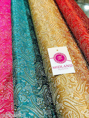 Metallic Paisley brocade Banarsi fabric 44