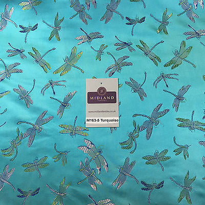 CHINESE ORIENTAL GOLD DRAGONFLY BROCADE SILKY SATIN DRESS FABRIC 44' M163 - Midland Textiles & Fabric