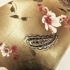 Brown Paisley Leaf Print With Pastel Flower Georgette Chiffon 58