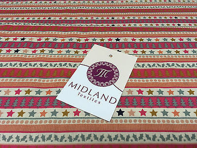Multi Scandi 100% Cotton Christmas themed Patchwork & Crafting  Fabric 45' Mtex - Midland Textiles & Fabric