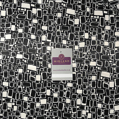 White and Grey Mango Satin High Street Printed Dress Fabric 58" M401-39 Mtex - Midland Textiles & Fabric