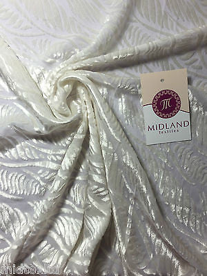 Pearl White Leaf Abstract Burnout Pattern  Semi Transparent 55" Wide M17-2 Mtex - Midland Textiles & Fabric