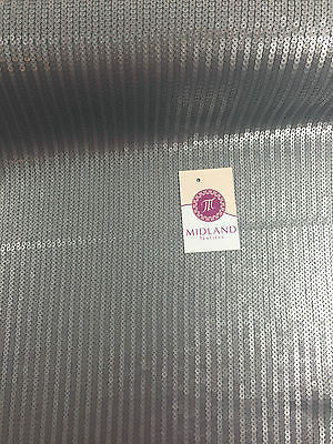 Steel Grey Sew On vertical sequins Dress Fabric 58' Inches Wide M82 Mtex - Midland Textiles & Fabric