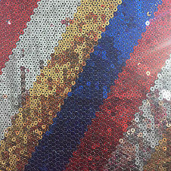 45 Degrees Diagonal Stripe Sew on Sequins Net Dress Fabric 58