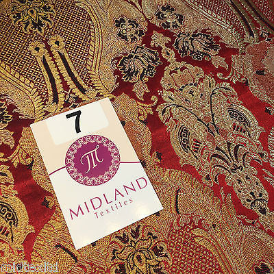 Indian Banarsi Gold Metallic Ornamental floral brocade fabric M373 Mtex 40' wide - Midland Textiles & Fabric