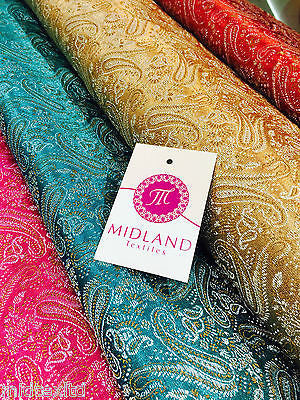 Metallic Paisley brocade Banarsi fabric 44