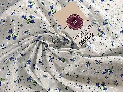 Floral vintage small dot print on white Polycotton fabric 45' Wide M540 Mtex - Midland Textiles & Fabric